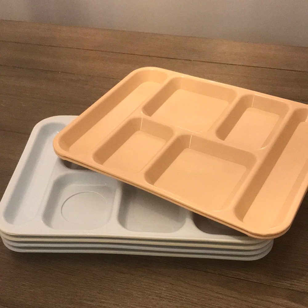 Rare vintage Jones Zylon plastic divided serving food tray camping six trays